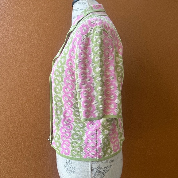 House of Harlow 1960 Wavy Print Short Sleeve Button Up Knit Top Small New! - Picture 7 of 8